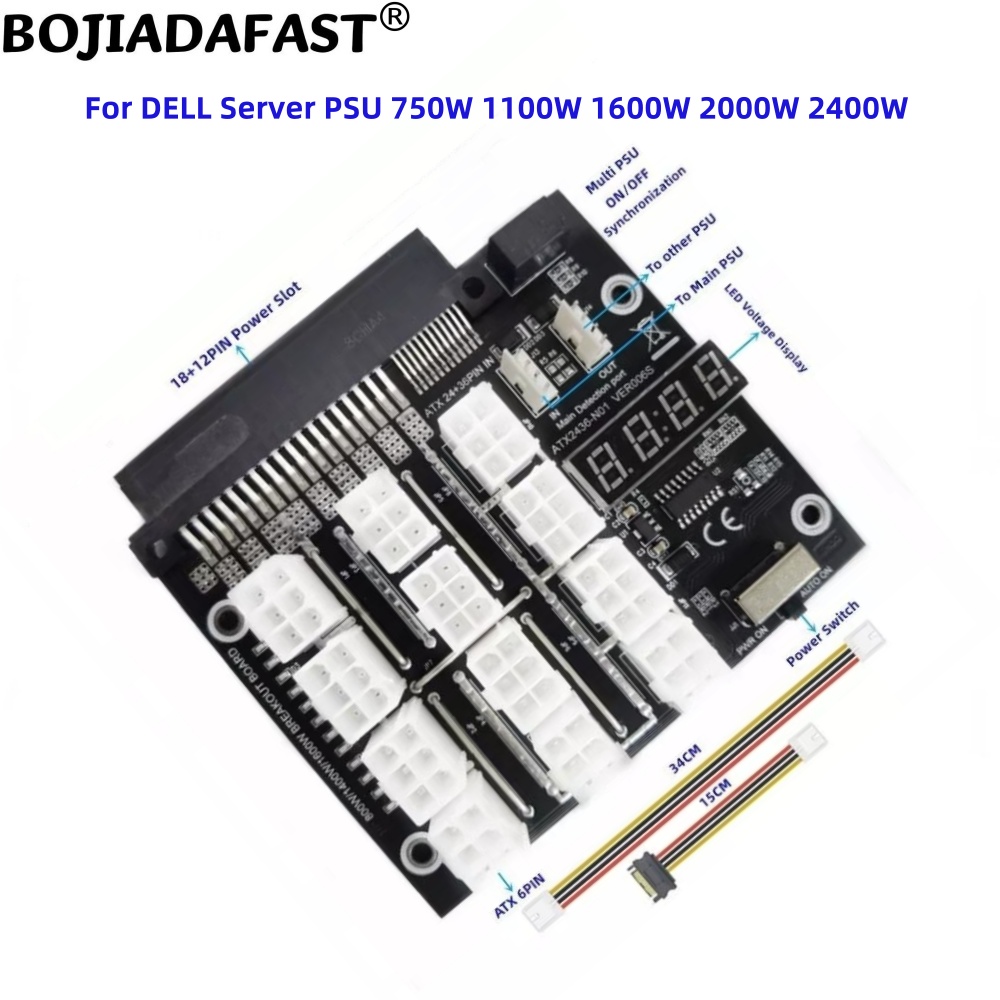 2400W Server Psu Breakout Board - 12 ポート PCI-E 6Pin コネクタサーバー PSU