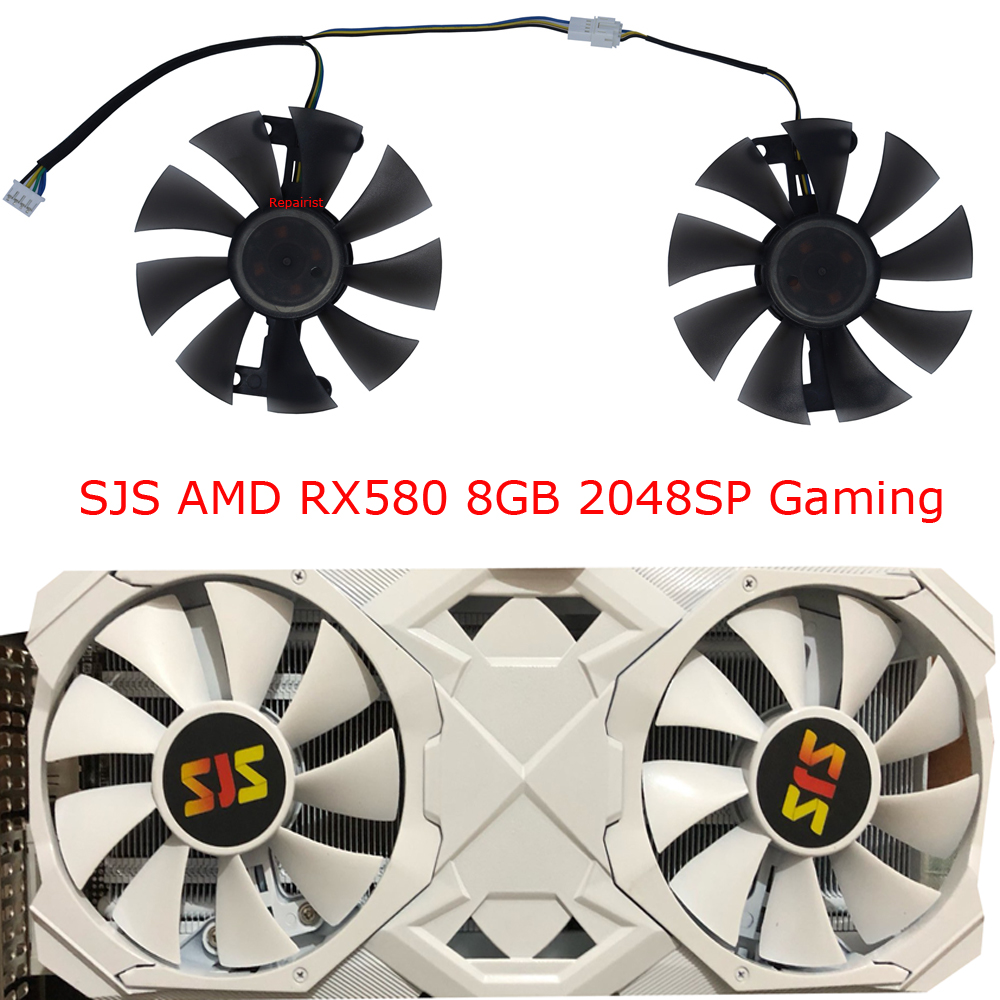 Rx 580 8Gb 2048Sp Gpu - ホワイトエディションのグラフィックカード冷却ファン,sjs amd,rx580,rx 580, 8GB,2048spゲーム,fl801512vb,gpu,セットあたり2個