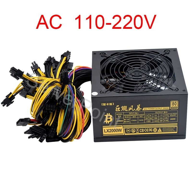 2000W Atx Mining Power Supply - AC110-220v ATX PC 2000W 電源ユニット 8