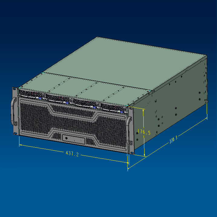 8 Gpu 4U Server Chassis - 4U 4ベイ ホットスワップ対応 サーバーケース L570mm NAS