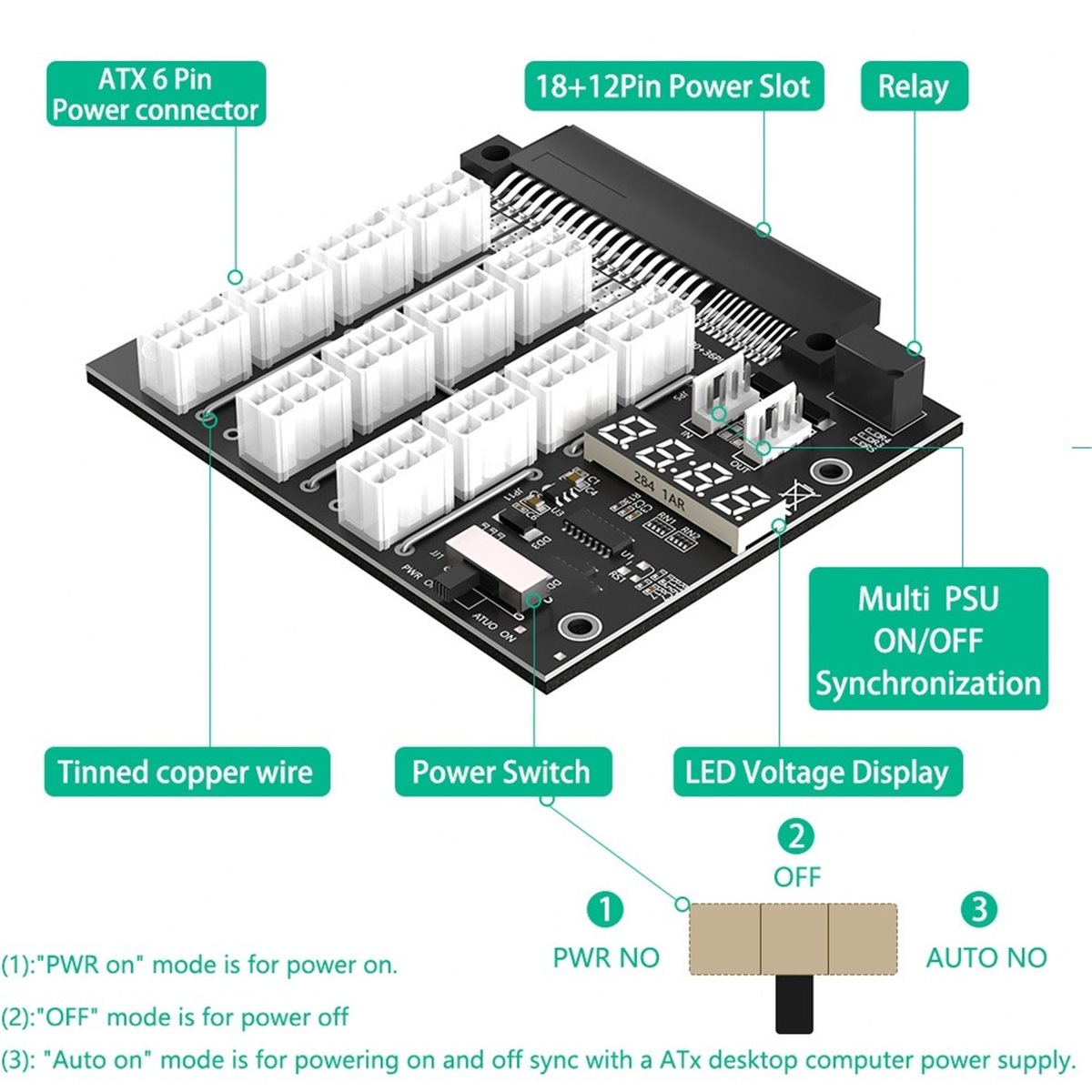 M05K 12 ポート PCIe 6 ピン コネクタ ブレー - 2400W Server Psu Breakout Board のレビューと価格