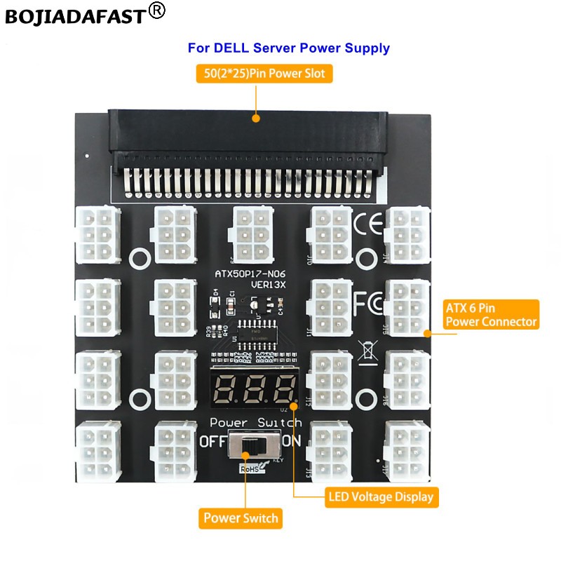 17 ポート PCI-E 6Pin コネクタサーバー電源 P - 2400W Server Psu Breakout Board のレビューと価格